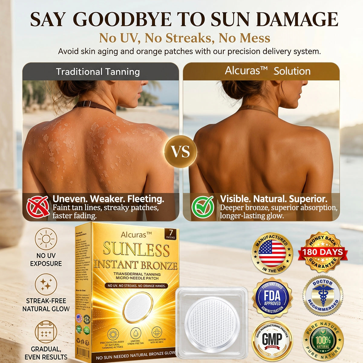 ☀️𝑶𝒇𝒇𝒊𝒄𝒊𝒂𝒍 𝑺𝒕𝒐𝒓𝒆 | ☀️ Alcuras™ 𝐒𝐮𝐧𝐥𝐞𝐬𝐬 𝐈𝐧𝐬𝐭𝐚𝐧𝐭 𝐁𝐫𝐨𝐧𝐳𝐞 𝐓𝐚𝐧𝐧𝐢𝐧𝐠 𝐌𝐢𝐜𝐫𝐨𝐧𝐞𝐞𝐝𝐥𝐞 𝐏𝐚𝐭𝐜𝐡 🇺🇸 (𝐉𝐮𝐬𝐭 𝐨𝐧𝐜𝐞 𝐚 𝐝𝐚𝐲) 𝐕𝐢𝐬𝐢𝐛𝐥𝐞 𝐁𝐫𝐨𝐧𝐳𝐞 𝐆𝐥𝐨𝐰 𝐢𝐧 𝟕 𝐃𝐚𝐲𝐬 ✅ 𝐍𝐨 𝐔𝐕, 𝐍𝐨 𝐎𝐫𝐚𝐧𝐠𝐞, 𝐍𝐨 𝐒𝐭𝐫𝐞𝐚𝐤𝐬, 𝐍𝐨 𝐃𝐇𝐀, 𝐍𝐨 𝐌𝐞𝐬𝐬.