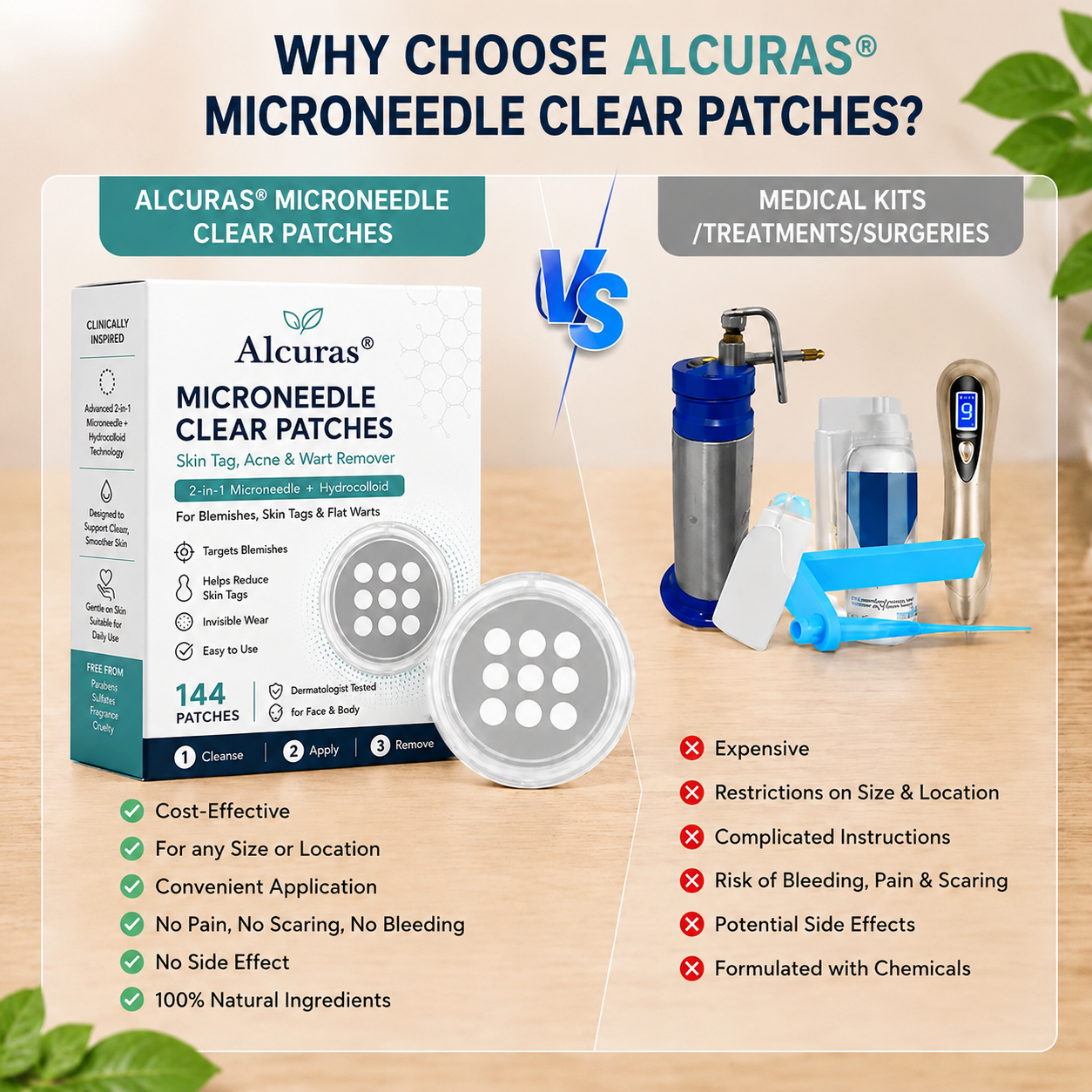 Alcuras® 2-in-1 Microneedle & Hydrocolloid Patch 🍀 | Removes Raised Moles, Acne, Flat Warts, Skin Tags, Milia & Age Spots ✨ | No Surgery Needed 🚫 | Feel Confident & Beautiful 💖 | Invisible Skin Treatment for Face & Body 🧴 | 90-Day Guarantee ✅