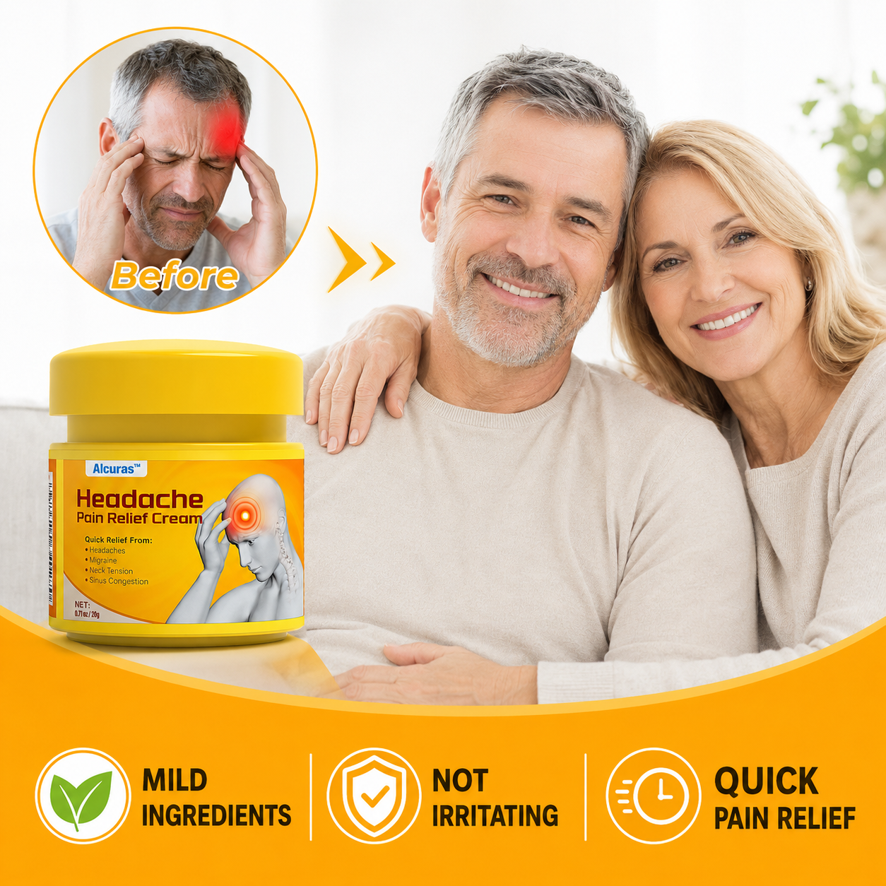 🧠 Alcuras™ Head & Neck Relief Cream ⚡ | 60-Second Fast Comfort ⏱️ | Relieves head pressure, temple pain, neck stiffness, eye strain 👀, migraine-like tension & stress fatigue 💥 | Daily relief for modern life stress 💆‍♀️ | 90-Day Guarantee ✅