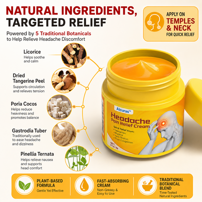 🧠 Alcuras™ Head & Neck Relief Cream ⚡ | 60-Second Fast Comfort ⏱️ | Relieves head pressure, temple pain, neck stiffness, eye strain 👀, migraine-like tension & stress fatigue 💥 | Daily relief for modern life stress 💆‍♀️ | 90-Day Guarantee ✅