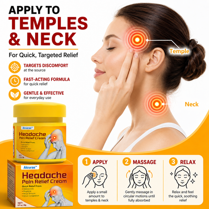 🧠 Alcuras™ Head & Neck Relief Cream ⚡ | 60-Second Fast Comfort ⏱️ | Relieves head pressure, temple pain, neck stiffness, eye strain 👀, migraine-like tension & stress fatigue 💥 | Daily relief for modern life stress 💆‍♀️ | 90-Day Guarantee ✅