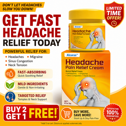 🧠 Alcuras™ Head & Neck Relief Cream ⚡ | 60-Second Fast Comfort ⏱️ | Relieves head pressure, temple pain, neck stiffness, eye strain 👀, migraine-like tension & stress fatigue 💥 | Daily relief for modern life stress 💆‍♀️ | 90-Day Guarantee ✅