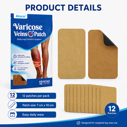 🔥 Alcuras™ Varicose Veins × Heavy Legs 6-Benefit Support Patch 🇺🇸 Apply once daily · Easy leg comfort support ✅ For visible veins, tired legs, leg heaviness, swelling, long standing, sitting, travel fatigue & more