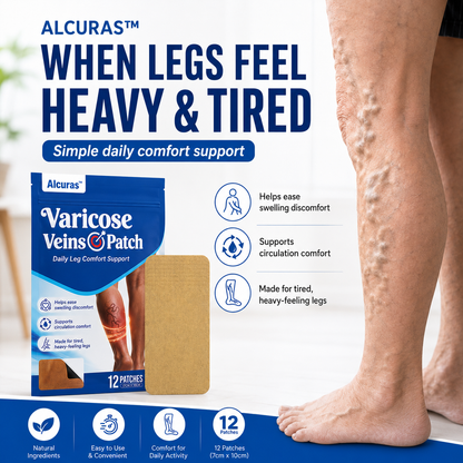 🔥 Alcuras™ Varicose Veins × Heavy Legs 6-Benefit Support Patch 🇺🇸 Apply once daily · Easy leg comfort support ✅ For visible veins, tired legs, leg heaviness, swelling, long standing, sitting, travel fatigue & more