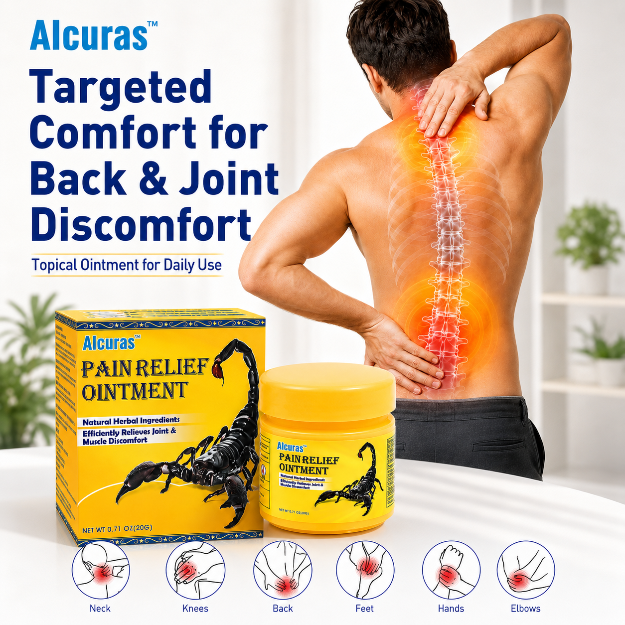 🔥 Alcuras™ 6-Benefit Muscle & Joint Pain Relief Ointment 🇺🇸 Just massage when soreness starts · Daily comfort for stiff, tired areas ✅ For neck, back, knees, hands, feet, elbows, sore muscles, joint discomfort & more
